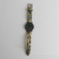 Reloj del ejército del reloj del ejército verde, reloj del cuarzo de la parte posterior del acero inoxidable para el deporte